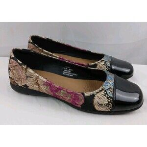 Comfortview The Fay Slip On Flat Shoes Tapestry Patent Leather Women's 8.5 M